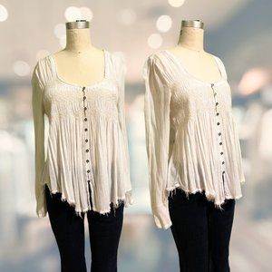 Free People Women's White and Cream Blouse